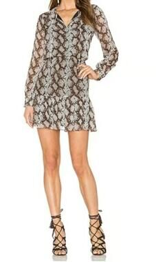 Greylin Sellia Snake Print Pintucked Dress Large